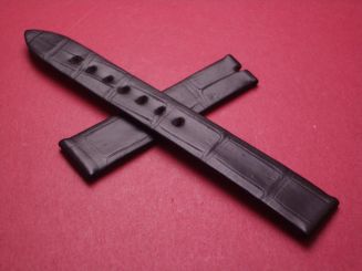 Breguet Lederarmband, Krokodil, Breite: 16mm im Verlauf auf 14mm, Längen: Lochseite 115mm & Schließenseite 65mm, schwarz, ohne Schließe 