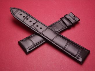 Breguet Lederarmband, Krokodil, Breite: 21mm im Verlauf auf 18mm, Längen: Lochseite 125mm & Schließenseite 90mm, schwarz, ohne Schließe, GCU.9WU.I.NS.3 