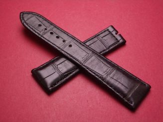 Breguet Lederarmband, Krokodil, Breite: 22mm im Verlauf auf 18mm, Längen: Lochseite 115mm & Schließenseite 75mm, schwarz, ohne Schließe, GCU.9Z8.LO.NM 