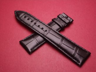 Breguet Lederarmband, Krokodil, Breite: 21mm im Verlauf auf 18mm, Längen: Lochseite 125mm & Schließenseite 90mm, schwarz, ohne Schließe, GCU.9WU.I.NS.3 