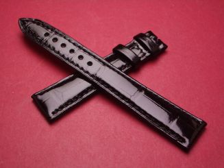 Breguet Lederarmband, Krokodil, Breite: 17mm im Verlauf auf 14mm, Längen: Lochseite 115mm & Schließenseite 77mm, schwarz, ohne Schließe, GCU.974.I.NB 