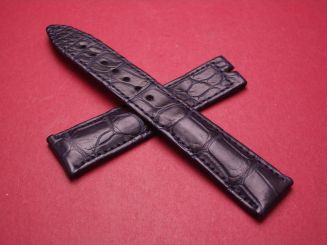 Breguet Lederarmband, Krokodil, Breite: 18mm im Verlauf auf 16mm, Längen: Lochseite 115mm & Schließenseite 75mm, blau, ohne Schließe, GCU.986.LI.BM 