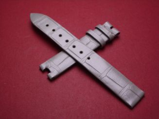 Breguet Lederarmband, Krokodil, Breite: 14mm, Zwischenbreite: ca. 4,8mm, Längen: Lochseite 105mm & Schließenseite 65mm, silber/grau, ohne Schließe, GCU.944.R/1.NGCM 