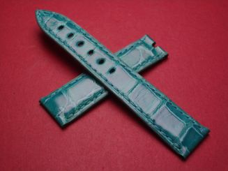 Breguet Lederarmband, Krokodil, Breite: 18mm im Verlauf auf 16mm, Längen: Lochseite 105mm & Schließenseite 65mm, türkis, ohne Schließe 