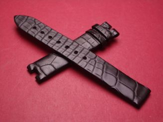 Breguet Lederarmband, Krokodil, Breite: 14mm, Zwischenbreite: 5,1mm, Längen: Lochseite 105mm & Schließenseite 65mm, schwarz, ohne Schließe, 2639BT 