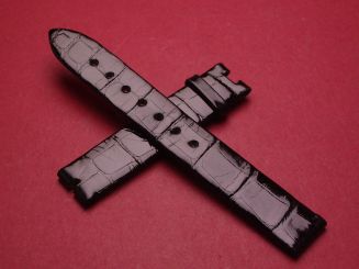 Breguet Lederarmband, Krokodil, Breite: 14mm, Zwischenbreite: 4,7mm, Längen: Lochseite 105mm & Schließenseite 65mm, schwarz, ohne Schließe, GCU.964.R/2.NNM.3 