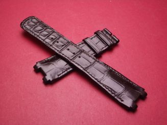 Breguet Lederarmband, Krokodil, Breite: 18mm, Zwischenbreite: 8,6mm, Längen: Lochseite 120mm & Schließenseite 75mm, schwarz, ohne Schließe, GCU.9ZU.U1M 