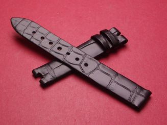 Breguet Lederarmband, Krokodil, Breite: 14mm, Zwischenbreite: 4,8mm, Längen: Lochseite 105mm & Schließenseite 65mm, schwarz, ohne Schließe, 5238BW 