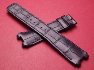 Breguet Lederarmband, Krokodil, Breite: 19mm im Verlauf auf 18mm, Zwischenbreite: 8,8mm, Längen: Lochseite 120mm & Schließenseite 75mm, blau, ohne Schließe, GCU.9ZU.5517.BF 