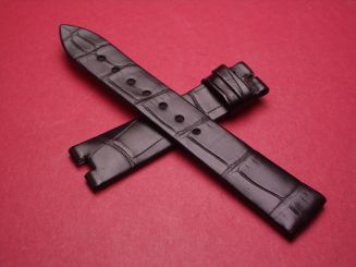 Breguet Lederarmband, Krokodil, Breite: 16mm im Verlauf auf 14mm, Zwischenbreite: 4,8mm, Längen: Lochseite 105mm & Schließenseite 65mm, schwarz, ohne Schließe 