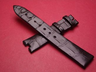 Breguet Lederarmband, Krokodil, Breite: 16mm im Verlauf auf 14mm, Zwischenbreite: 4,7mm, Längen: Lochseite 105mm & Schließenseite 65mm, schwarz, ohne Schließe, GCU.964.R/2.NNS 