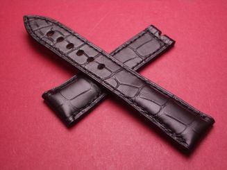 Breguet Lederarmband, Krokodil, Breite: 22mm im Verlauf auf 18mm, Längen: Lochseite 115mm & Schließenseite 75mm, schwarz, ohne Schließe 