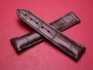 Omega Uhren-Armband, Krokoleder, Breite: 17mm, Längen: Lochseite 85mm & Schließenseite 80mm, braun, ohne Schließe 
