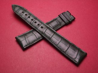Blancpain Lederarmband, Krokodil, Breite: 21mm im Verlauf auf 16mm, Längen: Lochseite 125mm & Schließenseite 85mm, grün, ohne Schließe 