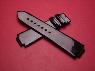 Baume & Mercier Leder-Armband, Breite: 22mm im Verlauf auf 18mm, Längen: Lochseite 105mm & Schließenseite 75mm, Farbe: schwarz, ohne Schließe, MX001CH0 