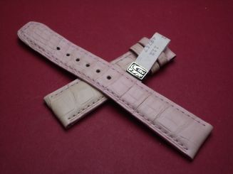 Baume & Mercier Leder-Armband, Krokodil, Breite: 19mm im Verlauf auf 16mm, Längen: Lochseite 105mm & Schließenseite 75mm, Farbe: rosa, ohne Schließe, MX002Q4T 