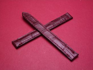 Cartier Uhren-Lederarmband, Krokodil, Breite: 10mm, Längen: Lochseite 85mm & Schließenseite 80mm, Farbe: rote Beere, ohne Schließe (für Faltschließe), 7AEBEM34 