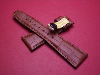 IWC Leder-Armband, Krokodil, Breite: 22mm im Verlauf auf 16mm, Länge: Lochseite 105mm & Schließenseite 65mm, Farbe: braun, ohne Schließe, BD5314 