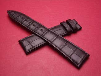 Blancpain Lederarmband, Krokodil, Breite: 20mm im Verlauf auf 16mm, Längen: Lochseite 115mm & Schließenseite 70mm, Farbe: schwarz, ohne Schließe 