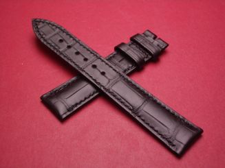 Piaget Leder-Armband, Krokodil, Breite: 18mm im Verlauf auf 16mm, Längen: Lochseite 115mm & Schließenseite 75mm, Farbe: schwarz, ohne Schließe, MXAB0124 