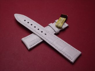 Blancpain Leder-Armband, Krokodil, Breite: 18mm im Verlauf auf 15mm, Längen: Lochseite 105mm & Schließenseite 65mm, Farbe: weiß, ohne Schließe, jpcl48ecs18n 