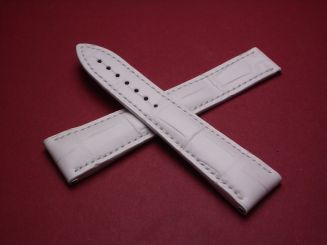 Blancpain Leder-Armband, Krokodil, Breite: 20mm im Verlauf auf 16mm, Längen: Lochseite 100mm & Schließenseite 100mm, Farbe: weiß, ohne Schließe, JPCL48ECF2ON 
