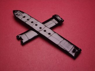 Breguet Lederarmband, Krokodil, Breite: 14mm, Zwischenbreite: 4,7mm, Längen: Lochseite 105mm & Schließenseite 65mm, schwarz, ohne Schließe, GCU.964.R/2.NNM.3 