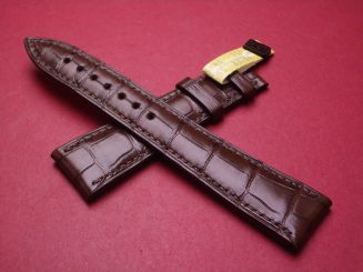 Blancpain Leder-Armband, Krokodil, Breite: 20mm im Verlauf auf 16mm, Längen: Lochseite 115mm & Schließenseite 75mm, Farbe: braun, ohne Schließe, JPCL2ECS20N 