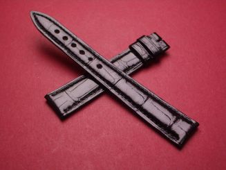Blancpain Leder-Armband, Krokodil, Breite: 15mm im Verlauf auf 12mm, Längen: Lochseite 105mm & Schließenseite 70mm, Farbe: schwarz, ohne Schließe, JPCL35CS15NK 