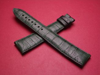 Blancpain Leder-Armband, Krokodil, Breite: 20mm im Verlauf auf 16mm, Längen: Lochseite 125mm & Schließenseite 85mm, Farbe: grün, ohne Schließe 