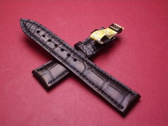 Blancpain Leder-Armband, Krokodil, Breite: 18mm im Verlauf auf 15mm, Längen: Lochseite 105mm & Schließenseite 65mm, Farbe: schwarz, ohne Schließe, JPCL1ECS18N 