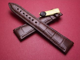 Blancpain Leder-Armband, Krokodil, Breite: 20mm im Verlauf auf 16mm, Längen: Lochseite 115mm & Schließenseite 75mm, Farbe: braun, ohne Schließe 
