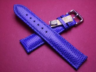 Louisiana Eidechsleder-Armband, 20mm im Verlauf auf 18mm, Farbe: blau glänzend 