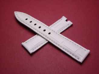 Breguet Lederarmband, Krokodil, Breite: 18mm im Verlauf auf 16mm, Längen: Lochseite 105mm & Schließenseite 65mm, weiß, ohne Schließe, GCU.986.MS.WM 