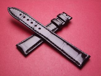 Breguet Lederarmband, Krokodil, Breite: 17mm im Verlauf auf 14mm, Längen: Lochseite 115mm & Schließenseite 75mm, schwarz, ohne Schließe, GCU.974.I.NB 