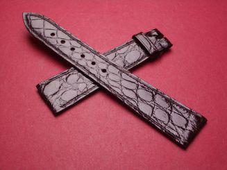 Baume & Mercier Leder-Armband, Krokodil, Breite: 19mm im Verlauf auf 14mm, Längen: Lochseite 110mm & Schließenseite 75mm, Farbe: bordeaux-rot, ohne Schließe 