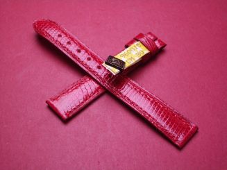Yves Saint Laurent Leder-Armband, Eidechse, 14mm im Verlauf auf 12mm, Längen: Lochseite 105mm & Schließenseite 70mm, Farbe: rot, ohne Schließe 