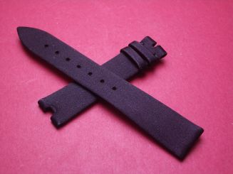 Breguet Lederarmband, mit Stoffüberzug, Breite: 16mm im Verlauf auf 14mm, Zwischenbreite: 5,2mm, Längen: Lochseite 105mm & Schließenseite 65mm, schwarz, ohne Schließe 
