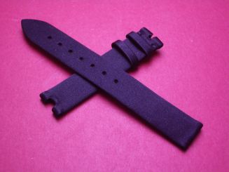 Breguet Lederarmband, mit Stoffüberzug, Breite: 14mm, Zwischenbreite: 4,7mm, Längen: Lochseite 105mm & Schließenseite 65mm, schwarz, ohne Schließe 