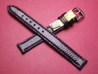 Leder-Armband, Eidechse, 12mm, Farbe: schwarz glänzend 