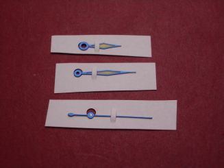 Cartier Zeiger, Stahl, gebläut, mit Leuchtmasse, für Pasha 38mm, techn. Ref. 2724, 2395 & 2388 