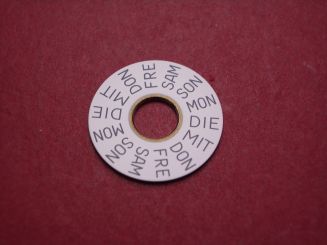 IWC Tagesscheibe, schwarze Schrift auf weißem Grund, deutsch, IWB03078 