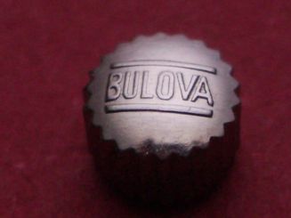 Bulova Krone Stahl mit A-Welle Kronenseite, Ø 5,25mm,  Höhe 8,88mm / 3,65mm, Gewinde 0,9mm, A-Welle-Ø 1,2 