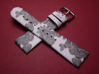 Esprit Leder-Armband, 25mm im Verlauf auf 20mm, Länge: Lochseite 120mm & Schließenseite 80mm, Farbe: weiß/khaki, mit Dornschließe 