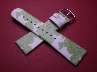 Esprit Leder-Armband, 25mm im Verlauf auf 20mm, Länge: Lochseite 120mm & Schließenseite 80mm, Farbe: weiß/grün, mit Dornschließe 