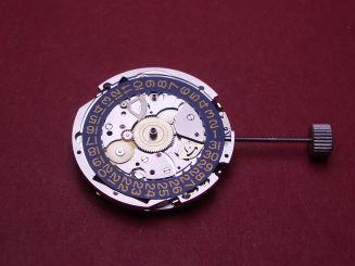 IWC Chronographen Uhrwerk Kal. 630/1, mit Mondphase, blaue Datumsscheibe mit goldener Schrift, Datum bei 3, ohne plus Batteriebügel und Schraube, (Uhrwerk nur im Vorabtausch) 