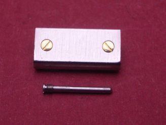 Cartier Santos Armband-Gehäuseanschlussglied, 14mm, Stahl mit 2 Goldschrauben und Befestigungsschraube von links 