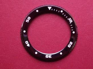 Lünette, Stahl, Außen-Ø 43,7mm, Innen-Ø 32,7, schwarz/weiß/silber 