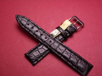 Louisiana Krokodil-Leder-Armband, 18mm im Verlauf auf 16mm Farbe: Schwarz 
