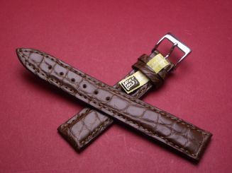Louisiana Krokodil-Leder-Armband , 18mm im Verlauf auf 16mm Farbe: Braun 